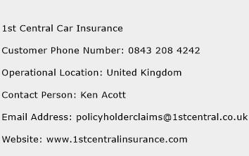 1st Central Car Insurance Phone Number Customer Service