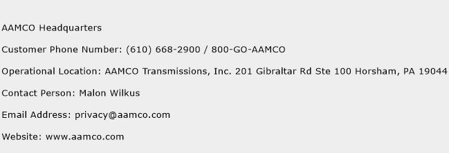 AAMCO Headquarters Phone Number Customer Service