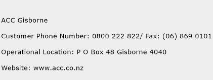 ACC Gisborne Phone Number Customer Service