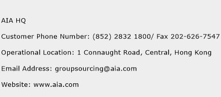 AIA HQ Phone Number Customer Service