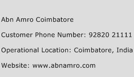 Abn Amro Coimbatore Phone Number Customer Service