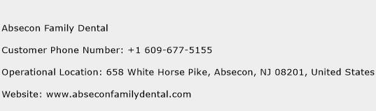 Absecon Family Dental Phone Number Customer Service