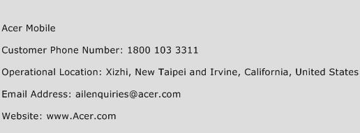 Acer Mobile Phone Number Customer Service
