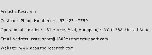 Acoustic Research Phone Number Customer Service