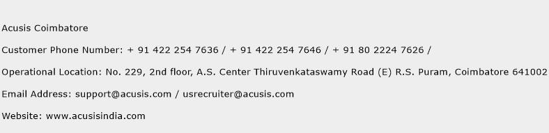 Acusis Coimbatore Phone Number Customer Service