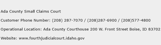 Ada County Small Claims Court Phone Number Customer Service
