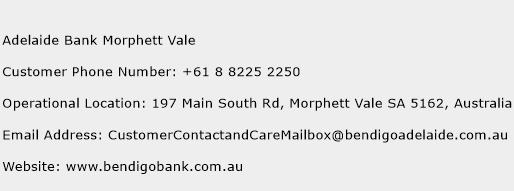 Adelaide Bank Morphett Vale Phone Number Customer Service