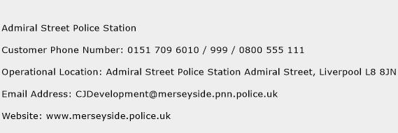 Admiral Street Police Station Phone Number Customer Service