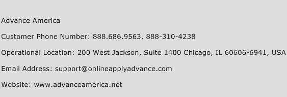 Advance America Phone Number Customer Service