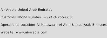 Air Arabia United Arab Emirates Phone Number Customer Service