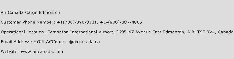 Air Canada Cargo Edmonton Phone Number Customer Service