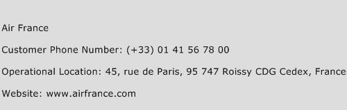 Air France Phone Number Customer Service