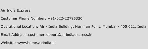Air India Express Phone Number Customer Service