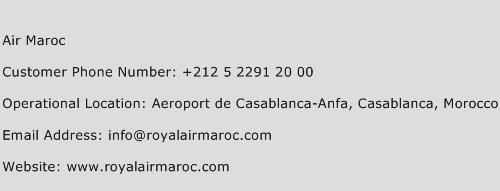 Air Maroc Phone Number Customer Service