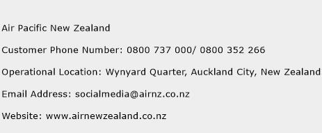 Air Pacific New Zealand Phone Number Customer Service