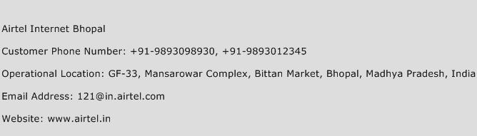 Airtel Internet Bhopal Phone Number Customer Service