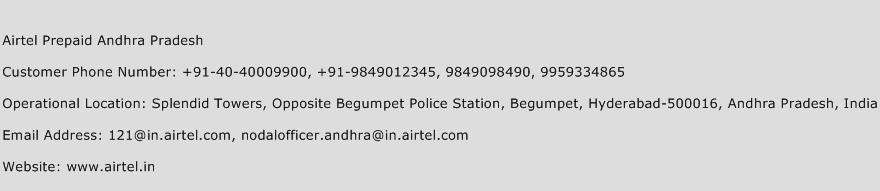 Airtel Prepaid Andhra Pradesh Phone Number Customer Service