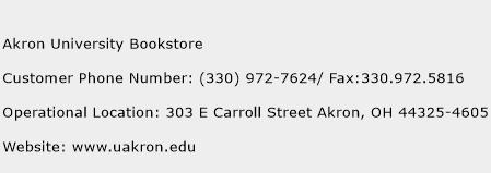 Akron University Bookstore Phone Number Customer Service