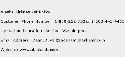Alaska Airlines Pet Policy Phone Number Customer Service