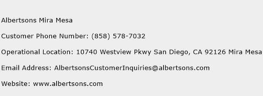 Albertsons Mira Mesa Phone Number Customer Service