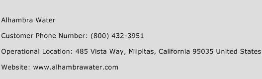 Alhambra Water Phone Number Customer Service