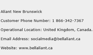 Aliant New Brunswick Phone Number Customer Service
