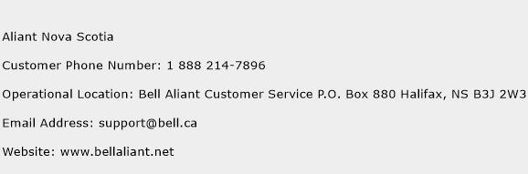 Aliant Nova Scotia Phone Number Customer Service
