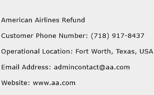 American Airlines Refund Phone Number Customer Service
