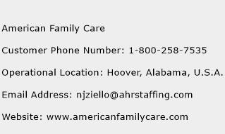 American Family Care Phone Number Customer Service