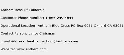 Anthem Bcbs Of California Phone Number Customer Service