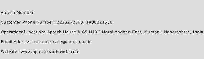 Aptech Mumbai Phone Number Customer Service