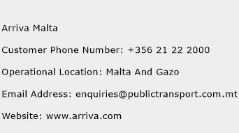 Arriva Malta Phone Number Customer Service
