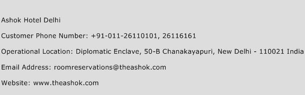 Ashok Hotel Delhi Phone Number Customer Service
