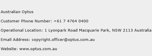 Australian Optus Phone Number Customer Service