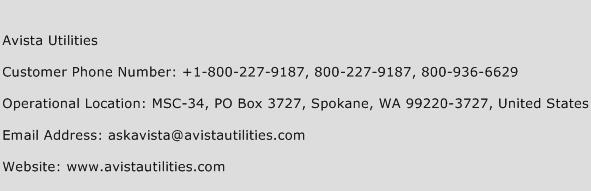 Avista Utilities Phone Number Customer Service