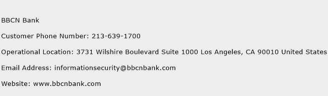 BBCN Bank Phone Number Customer Service