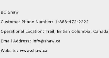 BC Shaw Phone Number Customer Service