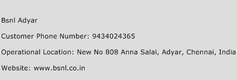 BSNL Adyar Phone Number Customer Service