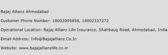Bajaj Allianz Ahmedabad Phone Number Customer Service