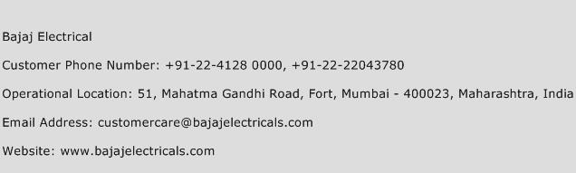 Bajaj Electrical Phone Number Customer Service