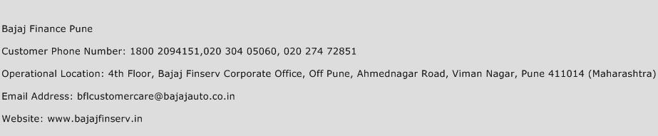 Bajaj Finance Pune Phone Number Customer Service