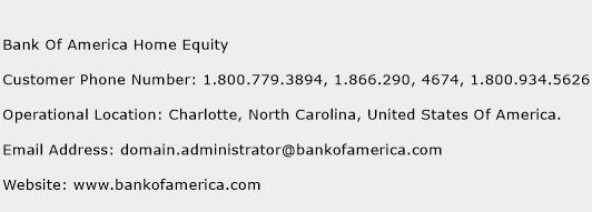 Bank Of America Home Equity Phone Number Customer Service