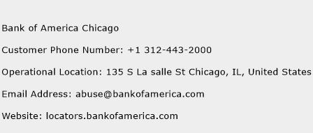 Bank of America Chicago Phone Number Customer Service