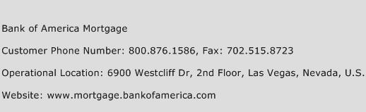 Bank of America Mortgage Phone Number Customer Service
