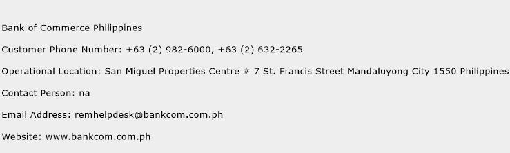 Bank of Commerce Philippines Phone Number Customer Service
