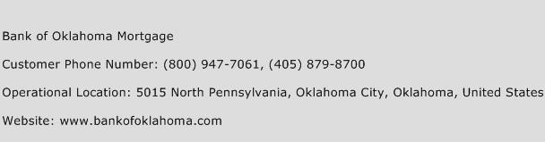 Bank of Oklahoma Mortgage Phone Number Customer Service