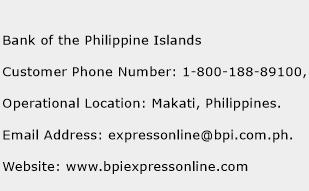 Bank of the Philippine Islands Phone Number Customer Service