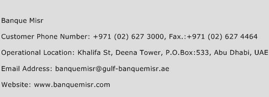 Banque Misr Phone Number Customer Service
