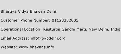 Bhartiya Vidya Bhawan Delhi Phone Number Customer Service
