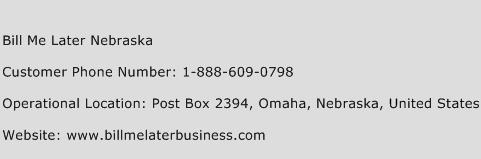 Bill Me Later Nebraska Phone Number Customer Service